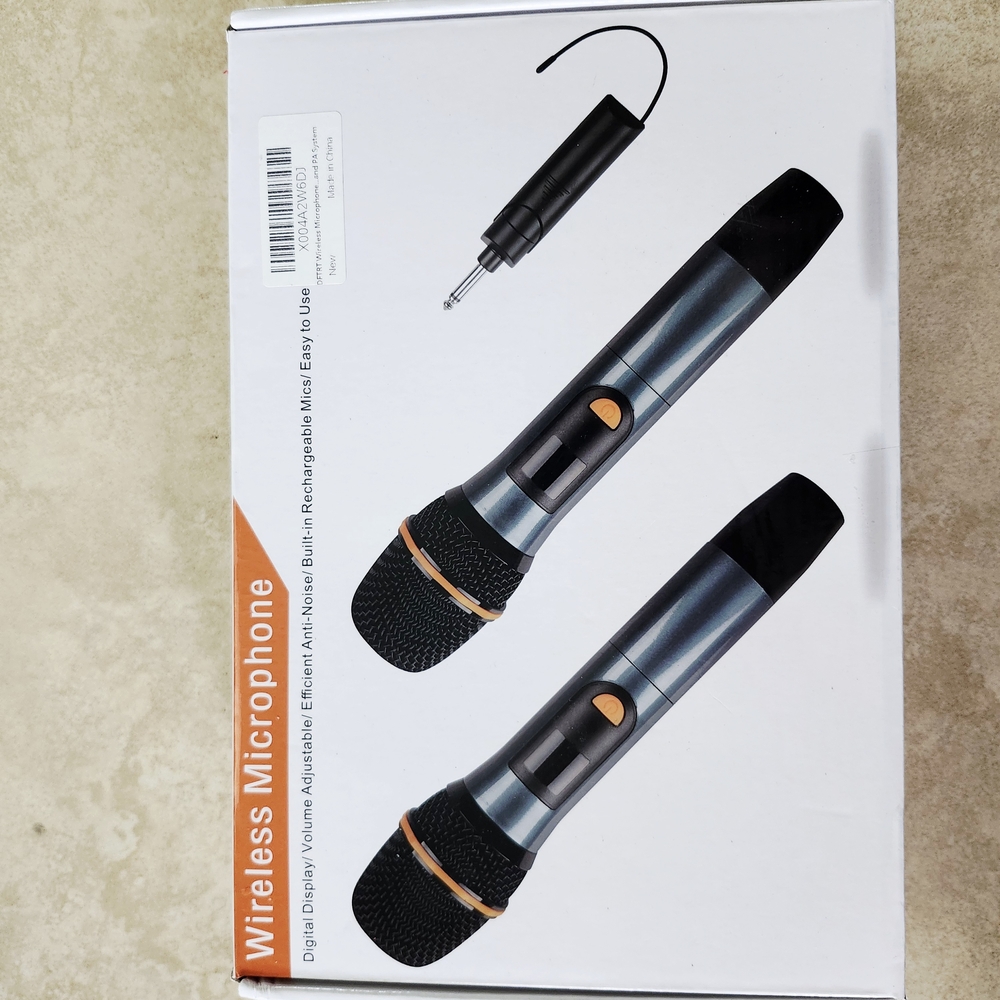 Wireless Rechargeable Cordless Microphone with Black and Silver Design